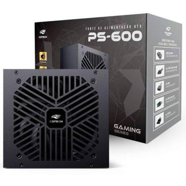 Imagem de Fonte Gamer C3tech Ps-600bk 600w Real, Silenciosa - Preta