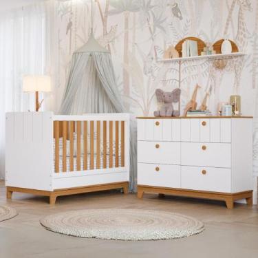 Imagem de Quarto de Bebê Completo Berço Americano Cômoda 100% MDF - Faura, BRANC