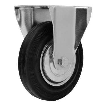Imagem de Rodizio borracha preta fixo sem freio 160mm 150kg 1pc mtx