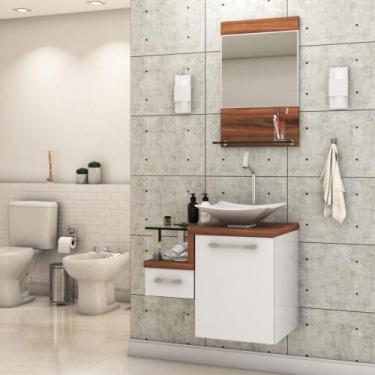 Imagem de Gabinete Para Banheiro C-cuba L34 E Espelheira Legno 631 Branco Chess 