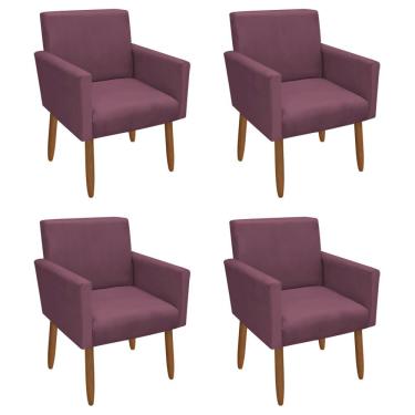 Imagem de Kit 4 Poltronas Decorativas Nina Veludo Lilás Chamby Móveis
