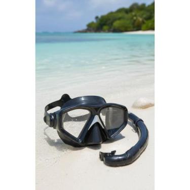 Imagem de 2x Kit Mergulho Máscara e Snorkel Preto Adulto - Visão Clara - Congrat