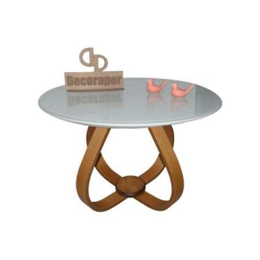 Imagem de Mesa De Centro Cebola Com Vidro 70cm Off White 35cm - DECORAPER