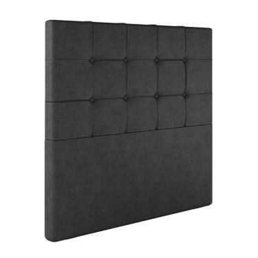 Imagem de Cabeceira Estofada Safira Casal 140 Cm Veludo Preto 142x130x8 Cm Sonhar Estofados
