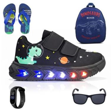Imagem de Kit Premium com Tênis de Led Infantil para Meninos Dino Alta Qualidade
