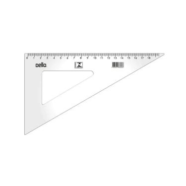 Imagem de Esquadro Dello Econômica Plástico 60 Graus para Medições Precisas em Atividades Escolares e Profissionais Transparente