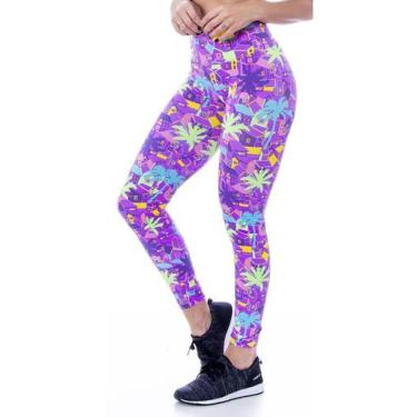 Imagem de Legging Suplex Básica Cintura Alta Estampada Roxo Feminino - Adora! Mo