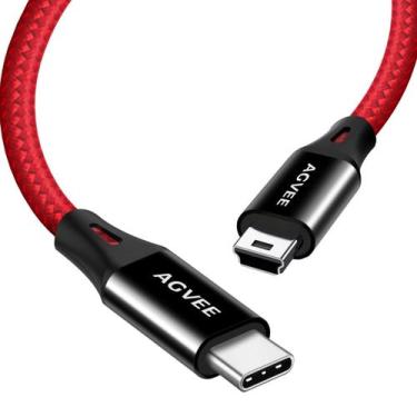 Imagem de Cabo USB-C para mini USB AGVEE, pacote com 2 pés, 6,6 pés para Hero 3+
