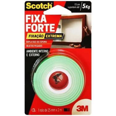 Imagem de Fita dupla face scotch 3m fixa forte 24mm x 2m fixação extrema suporta