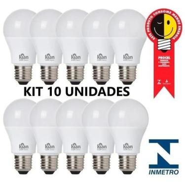 Imagem de Kit 10 Lâmpadas Led 9W Bulbo Bivolt 6500K Branca Fria Kian - Kian 