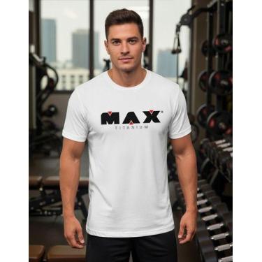 Imagem de Camiseta Max Titanium Dry Fit Treino Camisa Academia Logo -, Branco, G