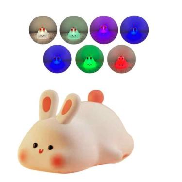 Imagem de Luminária Abajur Noturna De Silicone COELHO 9 Luzes Com Sensor Toque R