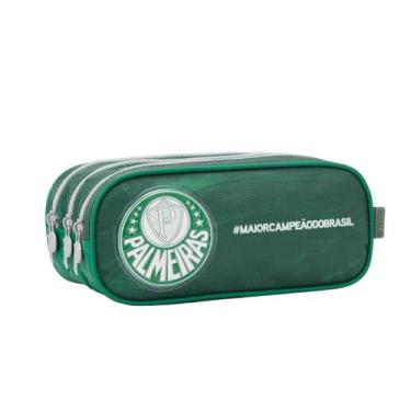 Imagem de Estojo Escolar Triplo com 3 divisórias futebol Palmeiras Original Cor: