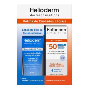 Imagem de Kit Sabonete Líquido Facial Helioderm 50ml e Protetor Solar Facial Hel