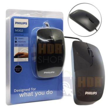 Imagem de Mouse Com Fio Philips Óptico Ergonômico Com 3 Botões - SPK7302B 1000 D