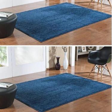 Imagem de Kit 2 Tapete Sala Quarto Classic Azul Jeans 150 X 200 - Tapetes Oasis