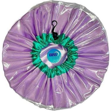 Imagem de Touca de banho cor lilás e borda verde - Plastigel 