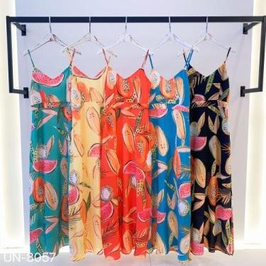 Imagem de vestido longo estampado feminina unicorn show verão, Azul, g