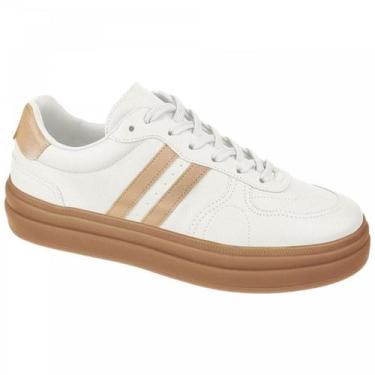 Imagem de Tenis Feminino Casual Bebece T2111-044 Branco e Dourado - Bebecê, Bran