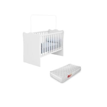 Imagem de Berço Doce Sonho Certificado pelo Inmetro Branco + Colchão para Quarto