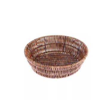 Imagem de Cesta Estilo Vime Fruteira De Mesa Brown Redonda Plástico- Dolce Home
