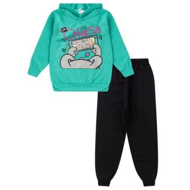 Imagem de Conjunto de Moletom Infantil Menina com Capuz - Analê, Verde, 2