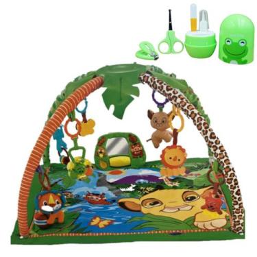 Imagem de Tapete Atividade Ginásio Musical Bebê Selva Leão +Kit Estojo - Color B