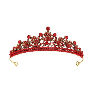 Imagem de Tiara De Cristal Vermelho Vintage Para Princesa Rainha, Acessórios De 