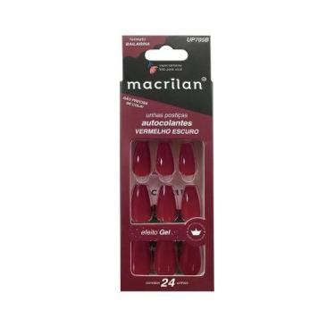 Imagem de Unhas postiças bailarina colantes 24 un. macrilan, VERMELHO ESCURO