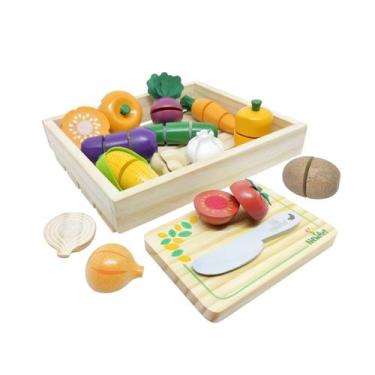 Imagem de Kit de 12 Legumes com corte, da NewArt - Brinquedo de Madeira de Minic