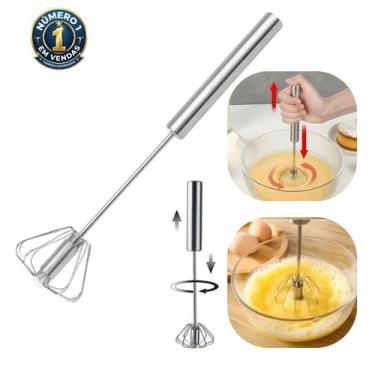 Imagem de Misturador Batedor de Ovos Semi-automatico Giratório Inox 31cm - Em Ca