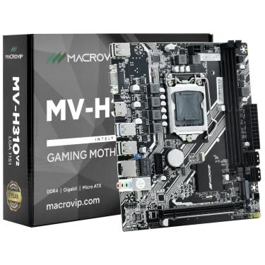 Imagem de Placa Mãe MV-H310V2 Compatível Intel 8a e 9a Geração com DDR4 e Saída VGA Preto Macrovip
