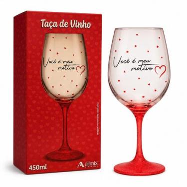 Imagem de Taça Vinho De Vidro 450ml COR:VERMELHO - ALLMIX, VERMELHO