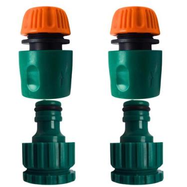 Imagem de Kit Irrigação Jardim C/ 2 Engate Rápido + 2 Adaptador Rosca 3/4 x 1/2 