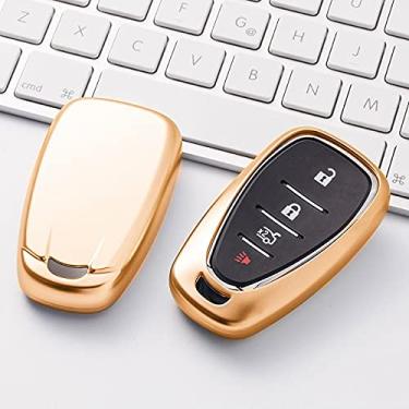 Imagem de WSWJDW TPU masculino feminino porta-chaves porta-chaves capa porta-chaves anel porta-chaves, adequado para Chevrolet New Malibu XL Equinox, dourado
