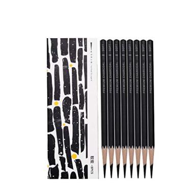 Imagem de Lápis de desenho preto prateado com seis bordas de carvão e desenho macio, pacote com 8
