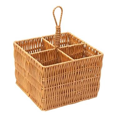 Imagem de Mimo Style Cesto Porta Talher e Organizador, Possui 4 Compartimentos Produzidos em Fibra Natural, Funcional Para Armazenar Talheres e Utensílios Domésticos. Decore Seu Ambiente Com um Toque Rústico