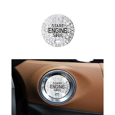 Imagem de 1797 Tampas de botão de ignição compatíveis para Chevy Chevrolet Bling Accessories Blazer Silverado Tahoe Start Stop Motor Interior Peças Capas Decalques Decorações Masculino Cristal Zinco Linda Prata