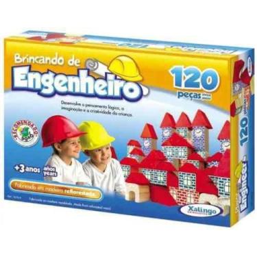 Imagem de Brinquedo Pedagógico Madeira Brincando Engenheiro 120 Peças - Xalingo