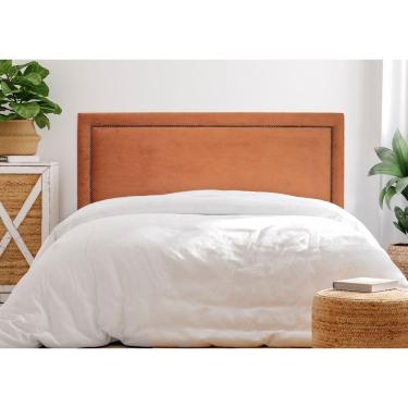 Imagem de Cabeceira King Reta Luxo 193x60 Veludo Terracota - Tachas Fumê