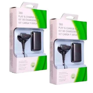 Imagem de Kit 2 Bateria Para Controle Com Cabo E Carregador Xbox 360