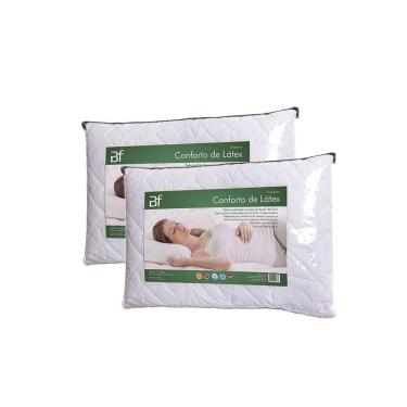 Imagem de Kit 2 Travesseiro Conforto Látex Hipoalérgico Capa Percal 180 Fios