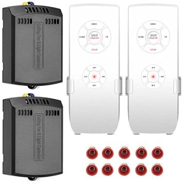 Imagem de Pacote com 2 kits de controle remoto universal para ventilador de teto, receptor de controle sem fio 3 em 1 de velocidade, luz e temporização para lâmpada de ventilador de teto, adequado para Hunter