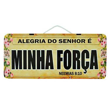 Imagem de Placa de Carro Decorativa em Madeira - Alegria do Senhor é Minha Força