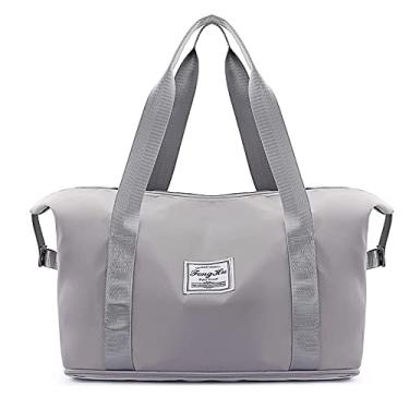 Imagem de Bolsa de viagem impermeável de grande capacidade bolsa de embarque conveniente bolsa de ioga ao ar livre (Cinza)