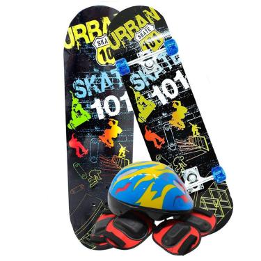 Imagem de Skate Infantil Estampado Urban Kit Equipamentos de Proteção