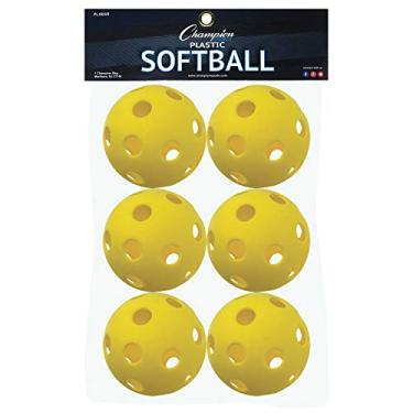 Imagem de Champion Sports Conjunto de softbol de plástico oco de 30,5 cm – Equipamento de softbol atlético – Bolas de softbol de plástico oco – Bolas de tamanho regular – Divertidas para todas as idades – Leve/Durável – Conjunto de 6
