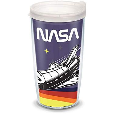 Imagem de Tervis Copo de viagem com isolamento térmico de parede dupla NASA Retro Flight Made in USA mantém as bebidas frias e quentes, 473 ml, clássico