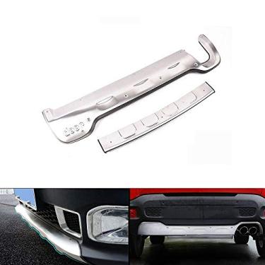 Imagem de 2 peças serve para Jeep Renegade 2015-2020 aço inoxidável placa de para-choque dianteiro traseiro protetor de barra