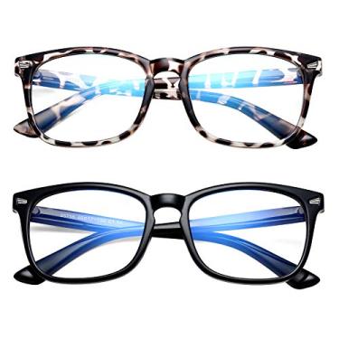 Imagem de Hycredi Óculos de bloqueio de luz azul para crianças, antifadiga ocular e proteção UV, óculos de telefone para jogos de computador, TV, para meninos e meninas, Pacote com 2 A4 (leopardo + preto), 48mm